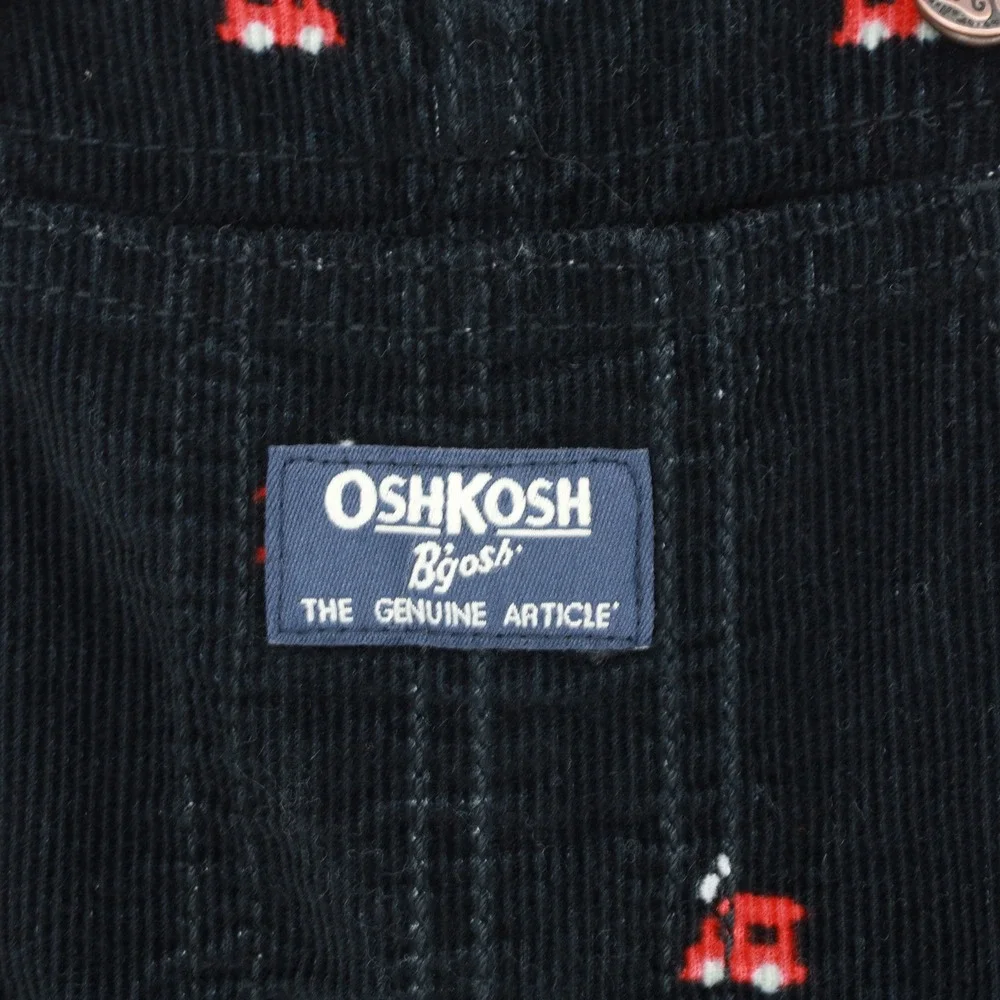 OshKosh Bgosh Toddler Boys Black Corduroy Train Embroidered Overalls 24M Vestbak